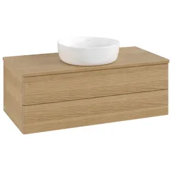 Villeroy und Boch Antao Waschtisch-Unterschrank L20111HN mit Beleuchtung mit Struktur, 100x36x50cm, Waschbeckenplattenfarbe honey oak, honey oak