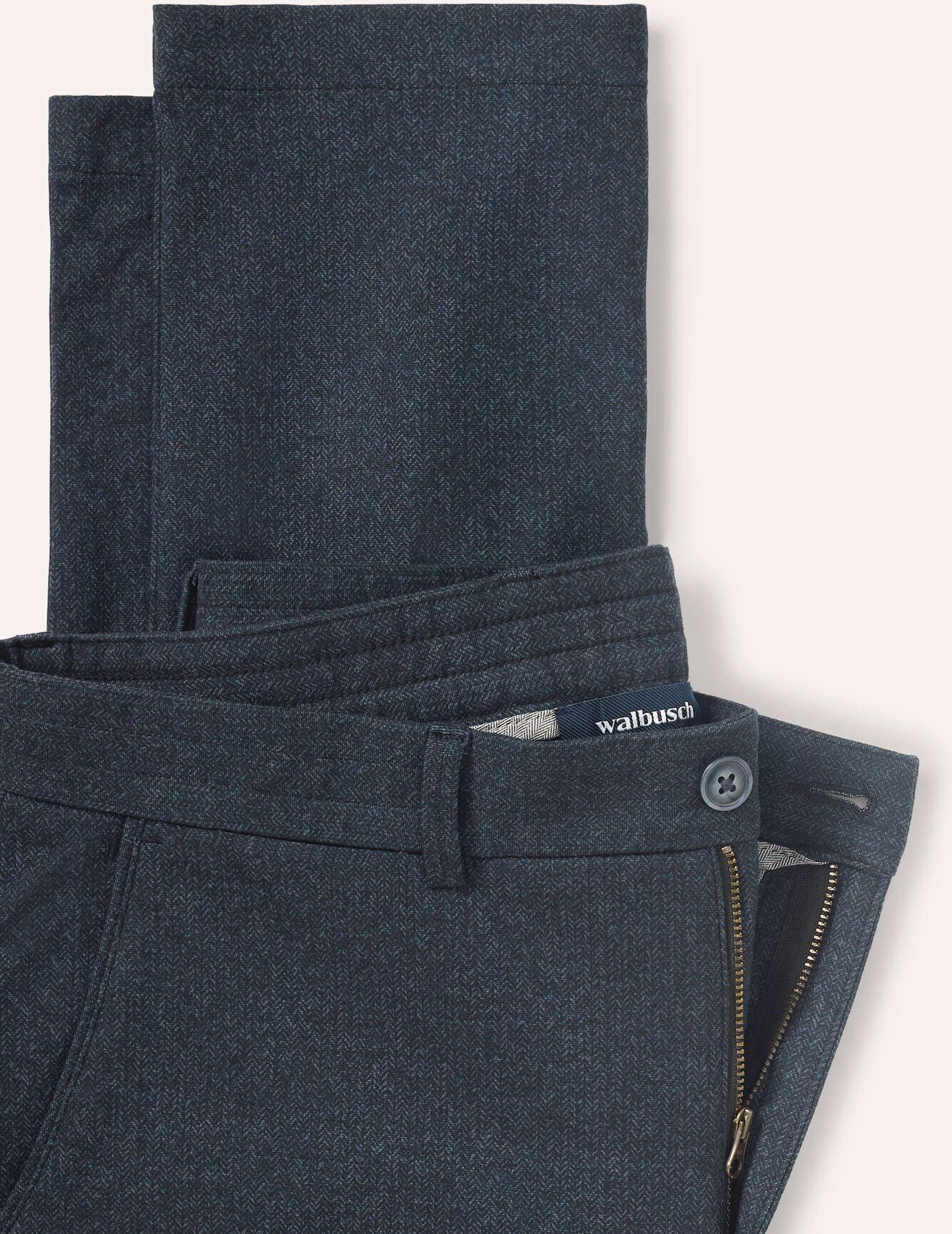 Walbusch Bügelfreie Chino aus Leichtflanell, Modern Fit#normale Größen, Farbe Blau, 24, super bequem und knitterfrei leichter Flanelleffekt Herren