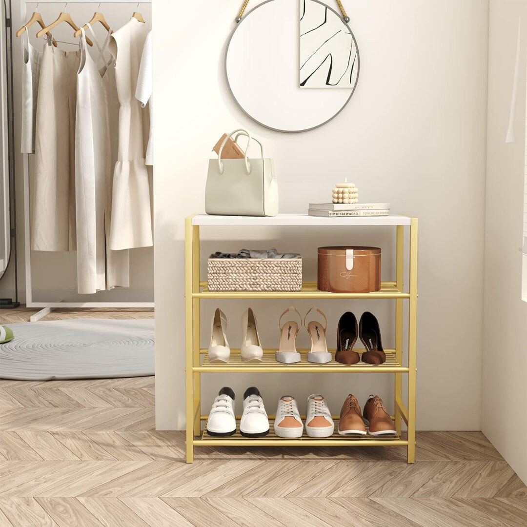 Rio 9 Pair Shoe Rack Gold 9