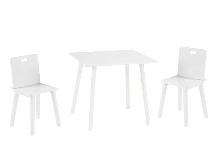 Kindersitzgruppe, Kindermöbel Set aus 2 Kinderstühlen & 1 Tisch, Sitzgarnitur Holz, weiß lackiert.