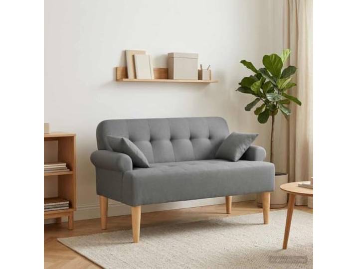 NLQMSU Sofa Love Seat mit Polsterung, dunkelgrau, Stoff Samt Samt aus 100 % Polyester, Rahmen aus laminiertem Holz, gepolsterte Kissen, getuftetes Design, pflegeleicht