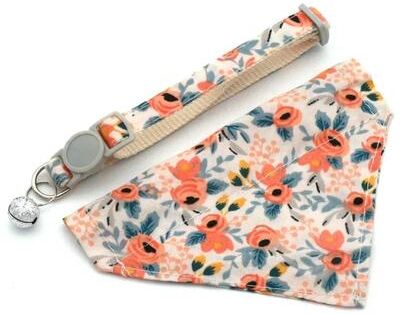 Uplift Essentials Little Daisy Floral Pet Bandana Collar With Safety Breakaway Buckle orange