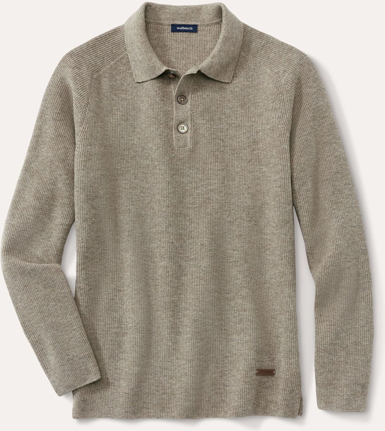 Walbusch Patentstrick-Polopullover, , Farbe Beige, 52, klimatisierender Wollmix echte Perlmuttknöpfe Herren
