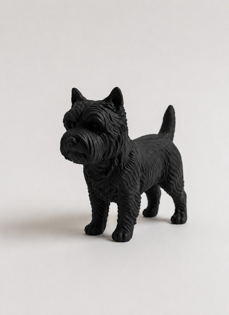Cairn Terriër Hondenbeeldje - Decoratief 3D-geprint Beeldje - Zwart