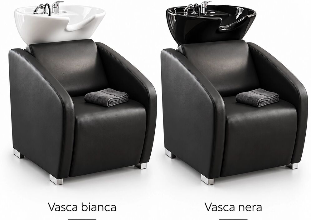 Melcap Lavatesta Parrucchiere Professionale Nevada AR0984 Vasca in Ceramica Nera o Bianca BIANCO