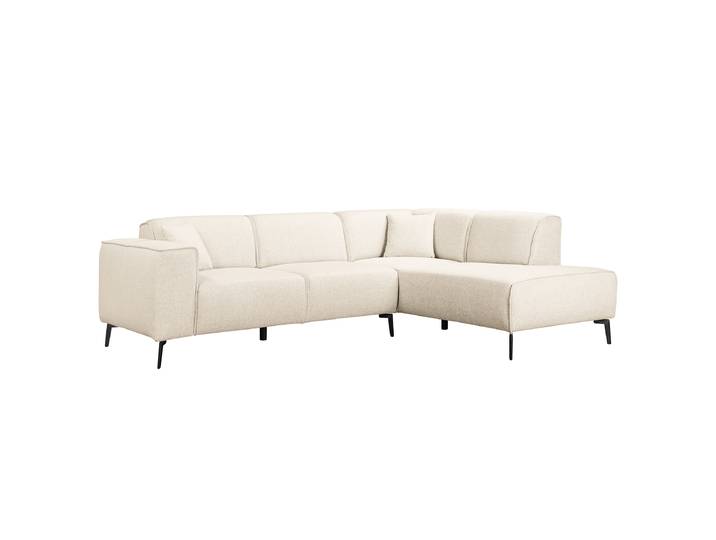 Ecksofa mit Ottomane Beige Flachgewebe Nea 275 x 70 x 200cm Ottomane davorstehend rechts Modern