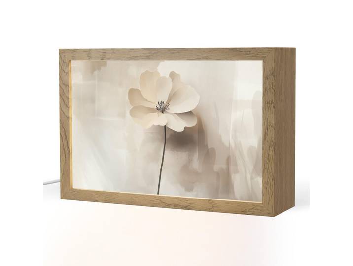 OnlyWow Tischleuchte - Blume - Beige - Farbe - Schatten - 30x20 cm, Alteiche, Holzwerkstoff, Rechteckig, LED integriert, 30x20x8 cm, Lampen & Leuchten, Innenbeleuchtung, Tischlampen