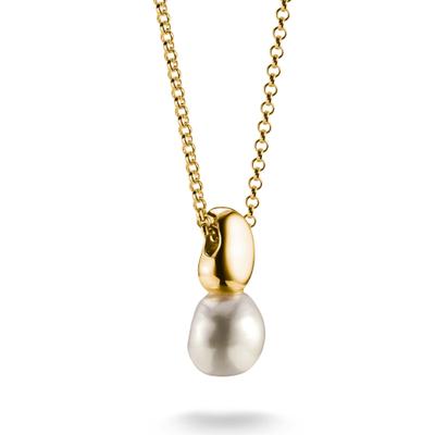 Kette mit Anhänger THOMAS SABO "Natural Beauty Perlenkette fein, Bold Elegance" Gr. 45, gold (gelbgoldfarben, weiß), Halsketten, Damen, 45, Perlen Silber 925 (recycelt), Perlen, Silber 925 (recycelt), mit Süßwasserzuchtperle