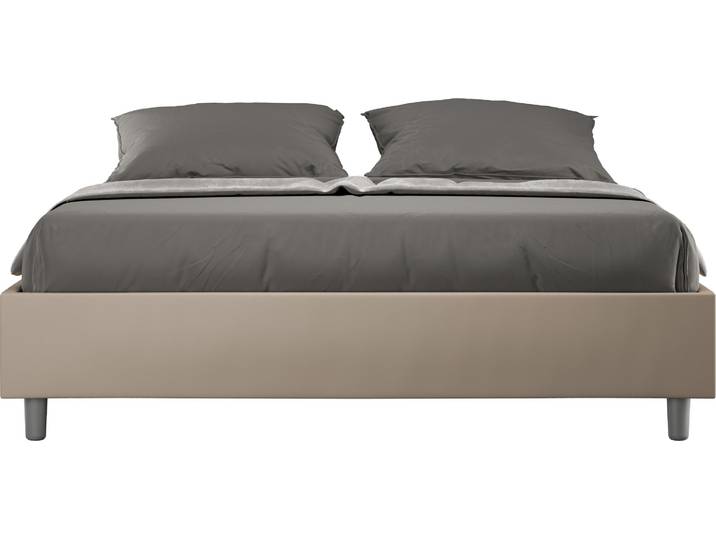 ITYHOME - Lit coffre rembourré 160x190 similicuir taupe Azelia