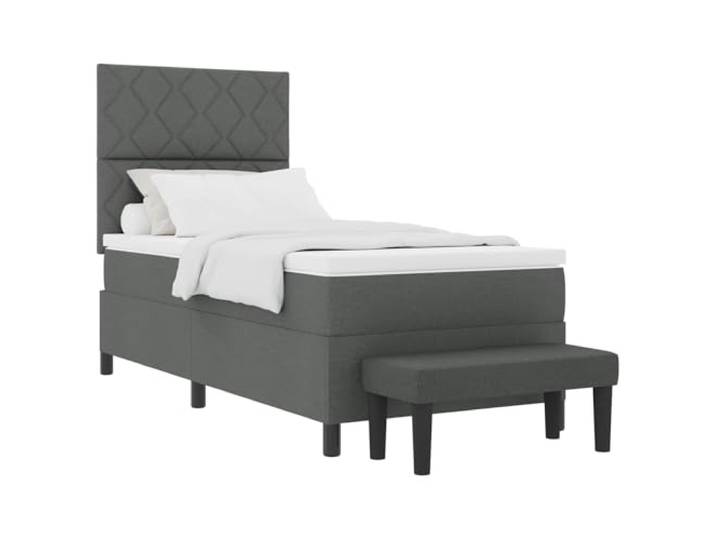 KTHLBRH Boxspringbett mit Kopfteil dunkelgrau 90 x 200 cm Stoff Taschenfedern, Schaumstoffpolsterung, Holztechnik, verstellbares Kopfteil, 140 kg