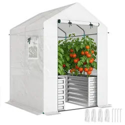 Outsunny-Foliengewächshaus-141L x 141B x 190H cm-Weiß