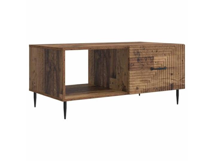 KMVXCVNM Couchtisch Altholz Optik 90x50x40 cm Wohnzimmertisch Zwei geschlossene Fächer schaffen Ordnung im Wohnzimmer, während schlanke Metallbeine für solide Stabilität sorgen.