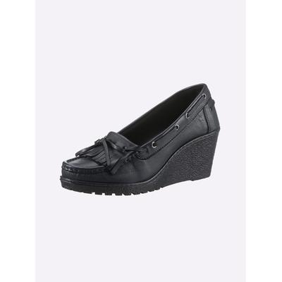 Pumps HEINE, Damen, Gr. 37, blau (marine), Leder, Rindsleder, Schuhe Pumps
