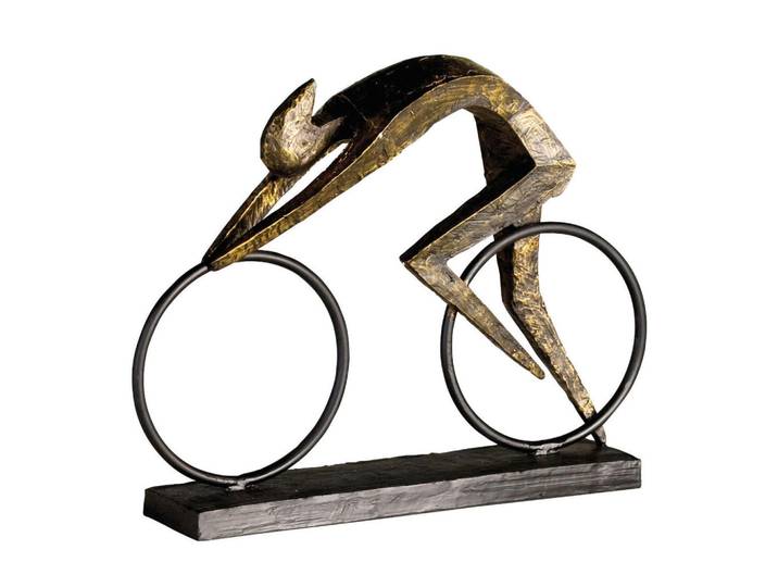 Skulptur Racer, Schwarz, Bronzefarben, Metall, Kunststoff, 36x28.5x7.5 cm, Dekoration, Dekofiguren & Skulpturen, Skulpturen