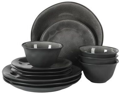 1. Gibson Elite Port Barton 12‑Piece Stoneware Dinnerware Set, Plates & Bowls