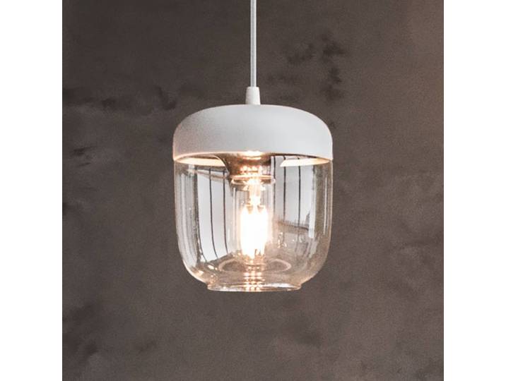 Design hanglamp Acorn, dimbaar, wit / opaal, Woon-/ Eetkamer, Glas, Design, hanglamp
