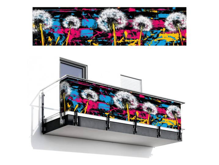 MuchoWow Balkon-Sichtschutz Straßenkunst - Bunt - Wand, Schwarz, Kunststoff, Rechteckig, 500x130 cm, Sonnenschutz, Sichtschutz
