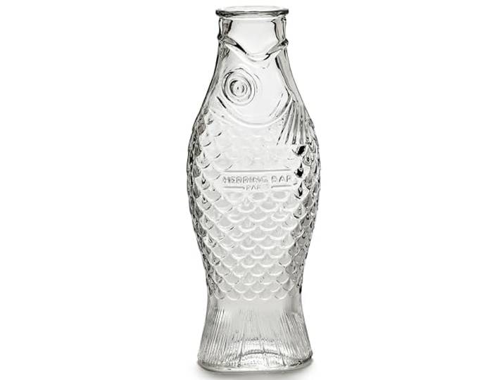 Carafe en verre pour l'eau Collection Fish & Fish par Paola Navone Carafe 850 ml Bouteille transparente pour boissons Convient comme vase