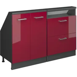 Vicco, Kommode + Sideboard, Dachschrägenschrank Rion, Anthrazit/Bordeaux Hochglanz, 2er Set (46 x 120 x 83.80 cm)