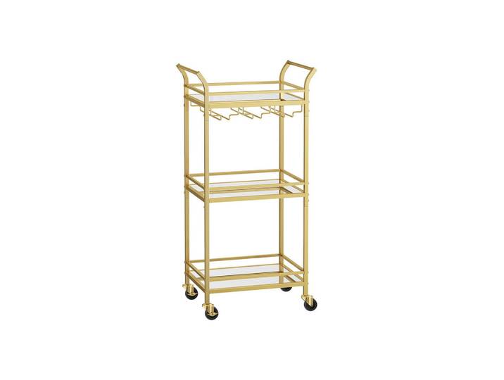 Hansiro Servierwagen Victoria, Goldfarben, Glas, 46.8x92x30 cm, Esszimmer, Servierwagen