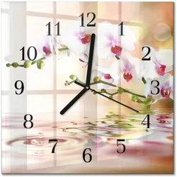 WANDUHR aus Glas 30x30 cm - Orchidee