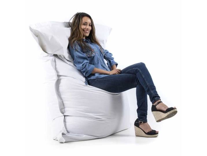 Pouf Géant Blanc BiG52 - Taille XXL - Rempli de billes de polystyrène recyclé écologique