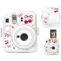 Loveinstant Futerał Etui Pokrowiec Case Osłona Do Fuji Instax Mini 12 Sztywny + Pasek / Czerwone Wiśnie, Kameratasche, Rot