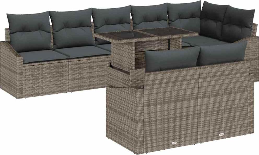 vidaXL Garten-Sofa-Set 9 stk. Grau