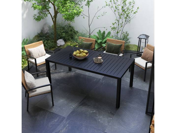 Outsunny Table Jardin Extensible Aluminium Noir 180/240x94cm