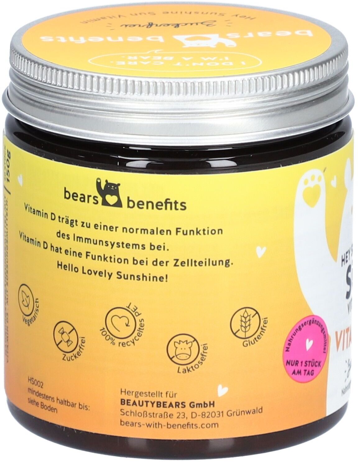 Bears with Benefits Hey Sunshine Sun Vitamins mit D3, sugarfree // 60 St Kaudragees