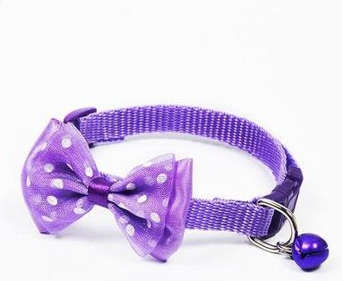 Snug & Styled Chic Adjustable Pet Bow Collar With Bell Stylish Cat & Dog Accessory purple
