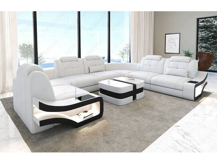 Sofa Elena Eleganz U-Form in Leder