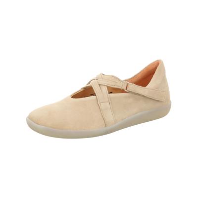 Slipper THINK "Think Slipper Veloursleder", Damen, Gr. 37, beige (cream), Veloursleder, Schuhe Slipper