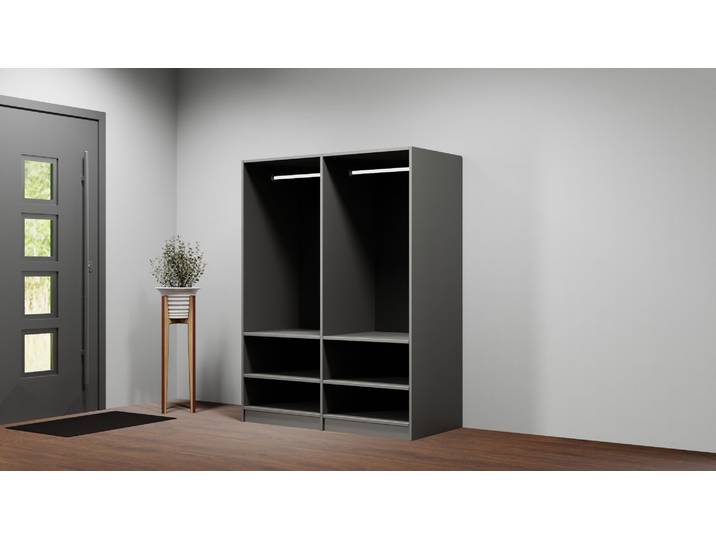 Offener Kleiderschrank mit Kleiderstangen Premium Dekore Basaltgrau
