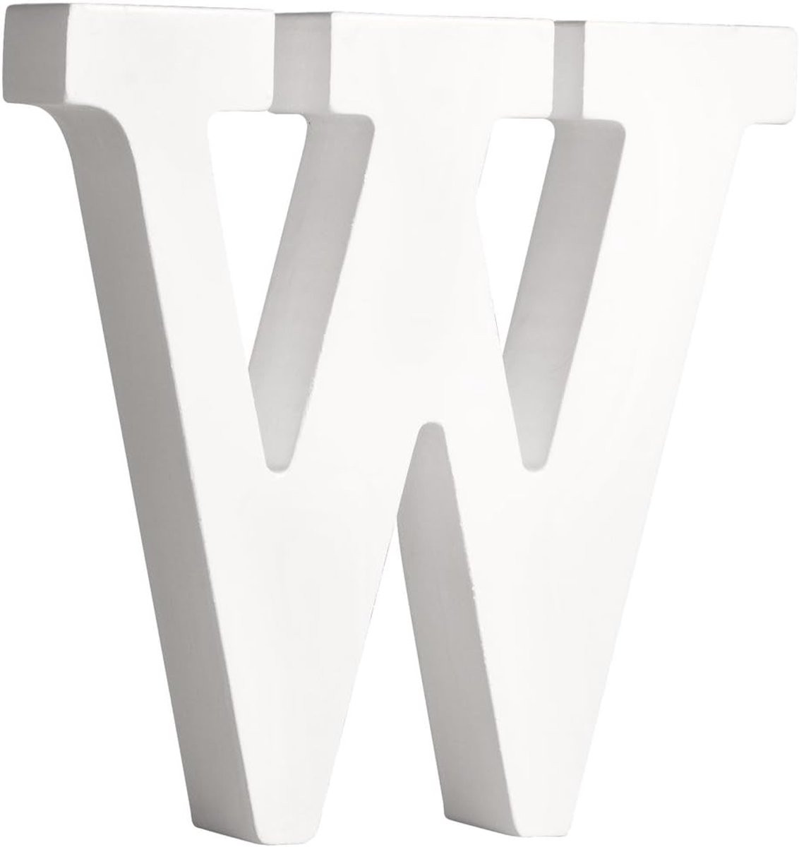 Houten Decoratieletter W - Wit - Hoogte: 11 cm