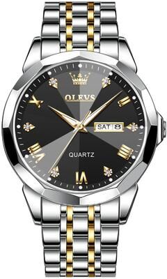 Inspired Deals Men's Quartz Watch Luminous Waterproof Watch With Stainless Steel Bracelet black + Gold