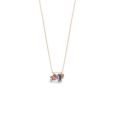 Silberkette ELLI "Halskette Pink Blau 925 Sterling Silber, mit Kristallen von Swarovski" Gr. 42, gold, Halsketten, Damen, Silber 925 (Sterlingsilber), Silberkette