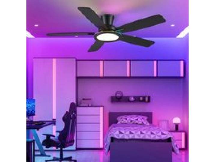Kviflon ventilateur de plafond encastré noir 132 cm LED RGB