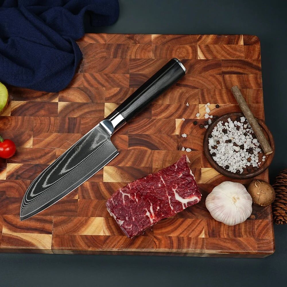 LAGUIOLE CUISSON Couteau santoku noir damas 29cm avec étui Argenté 0x0cm