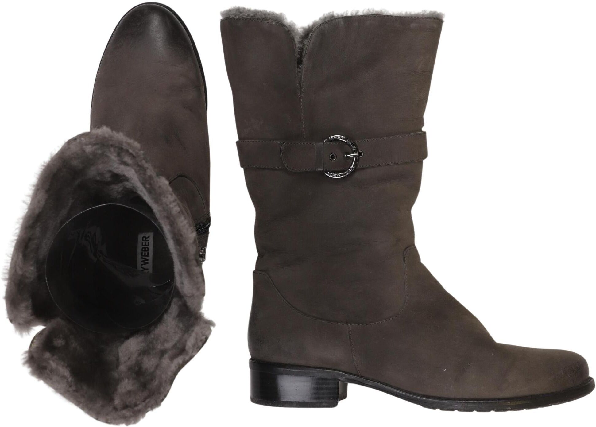 Gerry Weber Damen Stiefel, Grau, Gr. EU 39, Leder - Second Hand