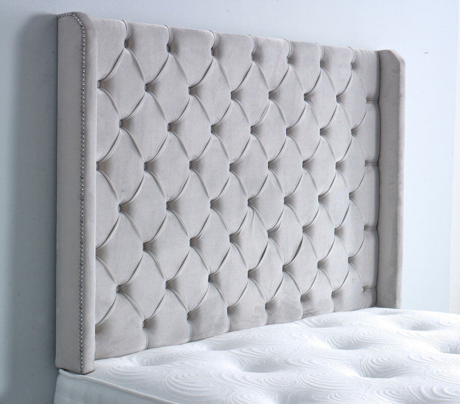 Mercer41 Upholstered Headboard Silver Small Double (4')