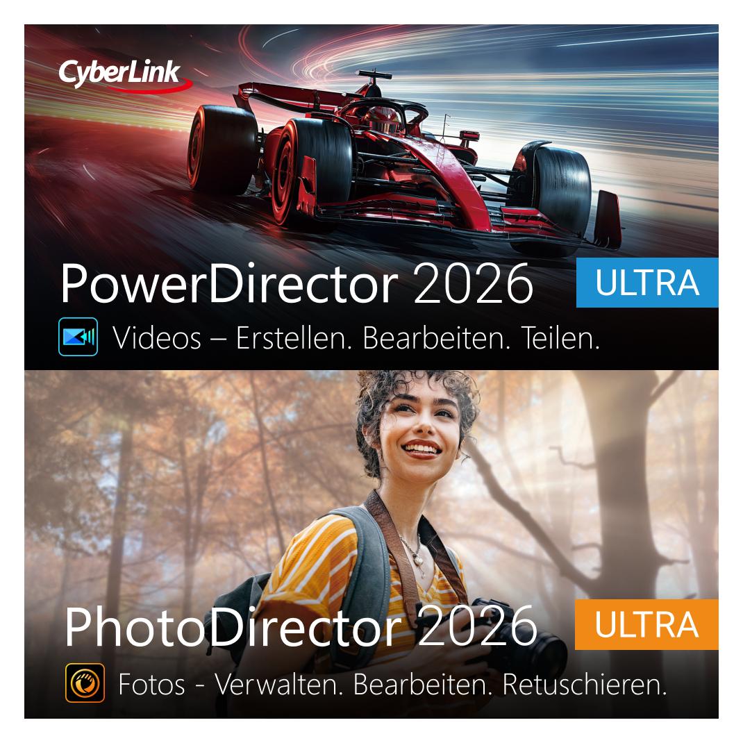 CyberLink PowerDirector 2026 Ultra & PhotoDirector 2026 Ultra Download Code (1 User, 1 Geräte/User, unbegrenzt) (PNP-0900-IWT0-00)