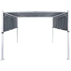 PERGOLA mit LED-Beleuchtung Stahl grau 310/310 cm Parga