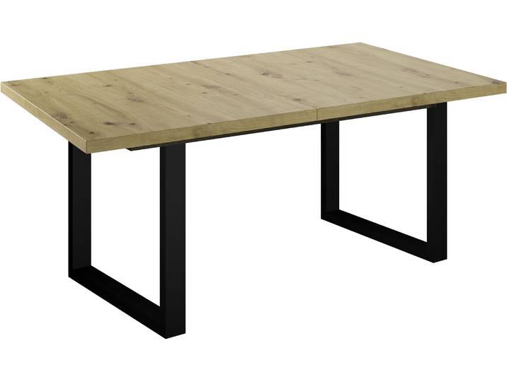Esstisch MÄUSBACHER Big System , schwarz feinstruktur, asteiche, schwarz feinstruktur, asteiche, B:160cm H:73cm T:90cm, Tische, Esstisch, Metallgestell in U-Form, ausziehbar