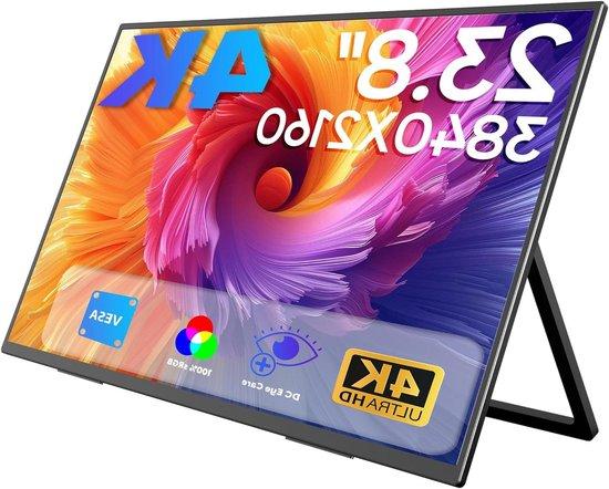 Tragbarer Monitor - Externer Bildschirm - Für Arbeit und Unterhaltung - 4K UHD HDR, 100% sRGB - 238 Zoll - Schwarz