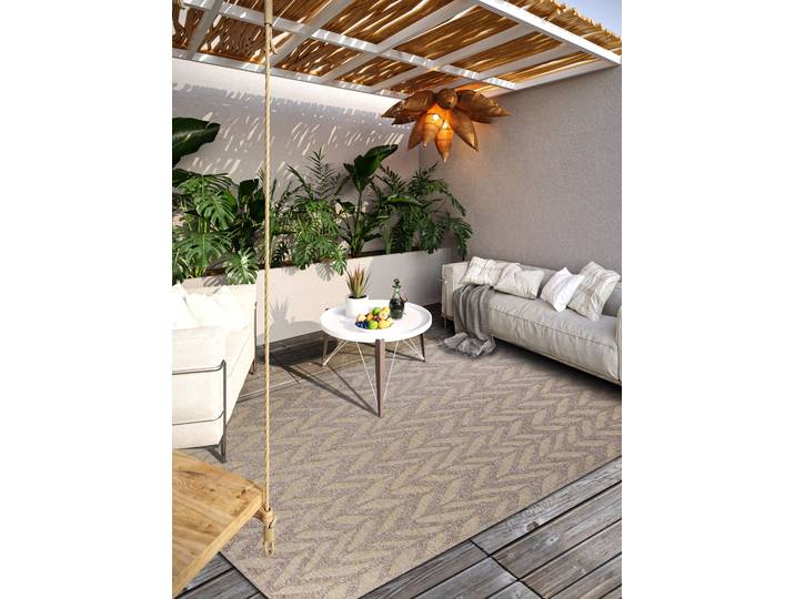 Outdoorteppich VILLEROY & BOCH Georgette , beige, B:160cm H:4mm L:230cm, Polyester, Teppiche, Outdoorteppich, In-& Outdoor, Flachgewebe, wetterfest, Terrasse, Balkon, modern, Trend