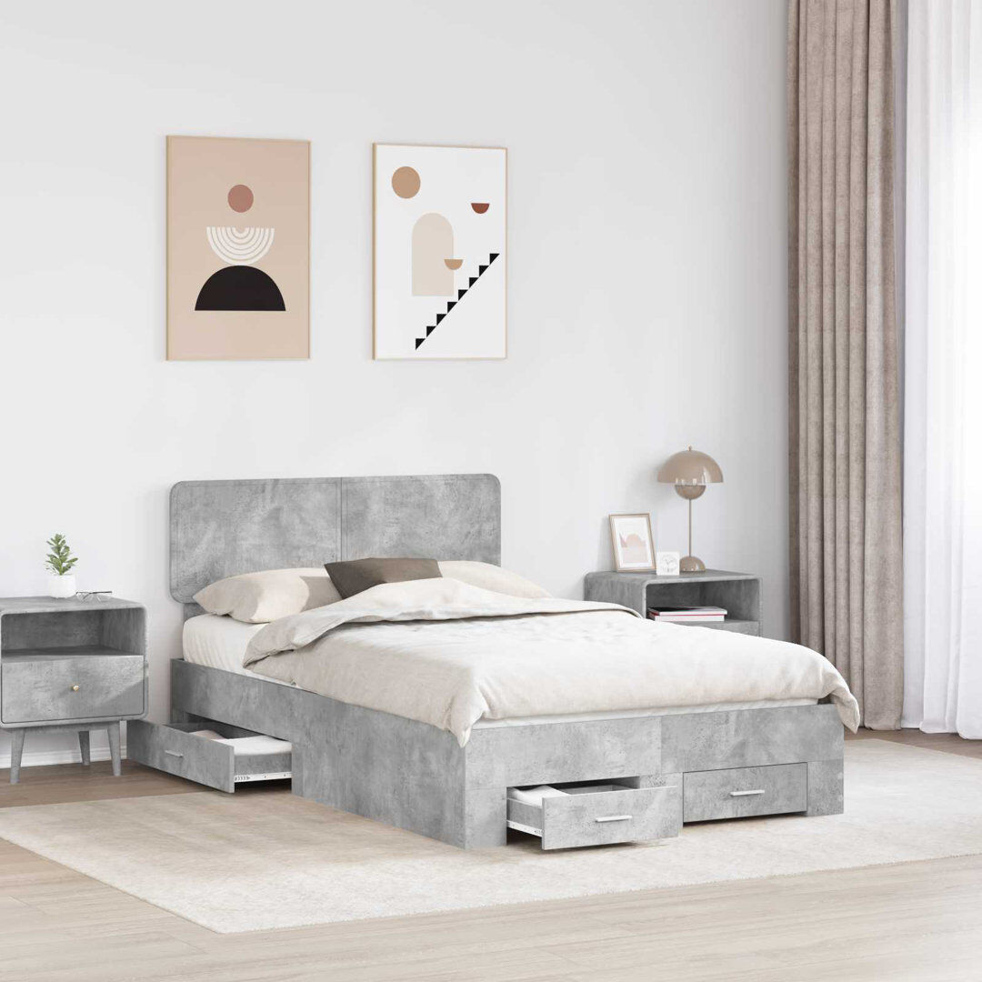 Latitude Run Bed Concrete Grey Double (4'6)