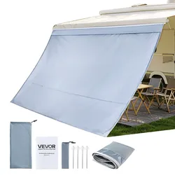 VEVOR Sonnenschutz (2 x 3,3 m) für Markisen (3,5 m), Markisen-Vorderwand mit UV50+ & Reißverschluss-PU-Bezug & Doppelt Genähtem Polyester-Netzgewebe, Regenschutz für Wohnmobil, Camping & Wohnwagen