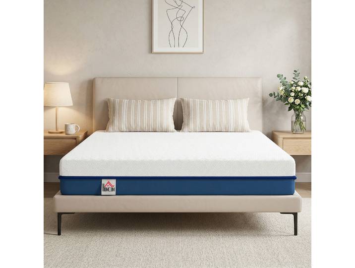 HOMCOM Matelas 190x135cm Mousse Gel Visco Thé Vert 20cm Medium