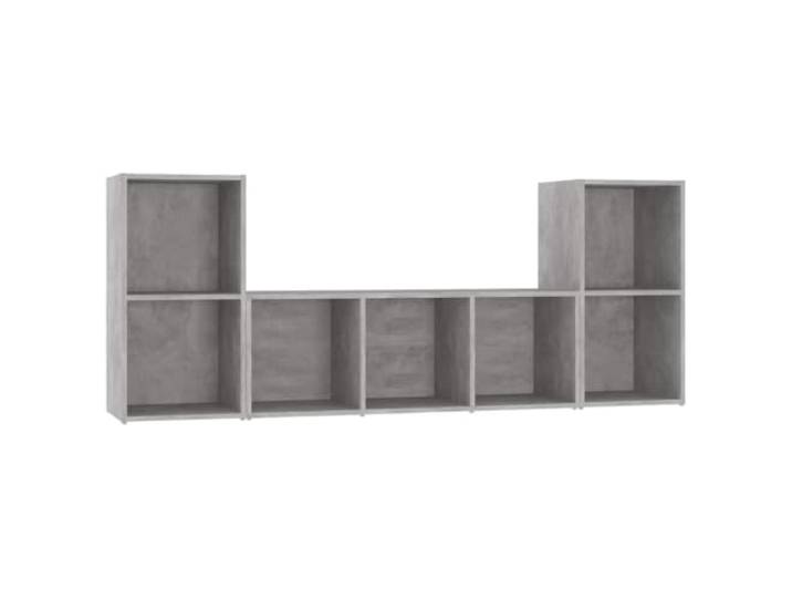 GHVBNMF 3-TLG TV-Schrank Set Betongrau Fernsehtisch Holzwerkstoff Flexibles Hifi-Möbel für Wohnzimmer und Schlafzimmer, vertikal oder horizontal aufstellbar mit großzügigen Fächern.